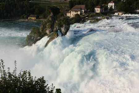 View of the Rhine Falls of Schaffhausen in Switzerlandの写真素材