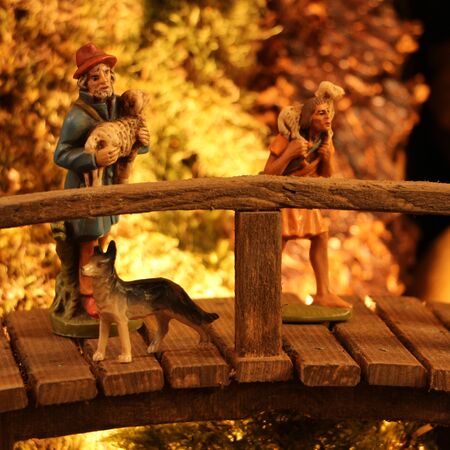 Traditional nativity scene at Christmas timeの写真素材