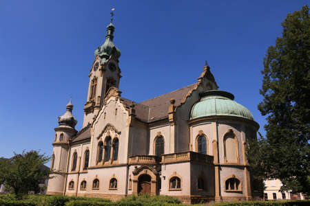 View of the Evangelical Church in the center of the city of Hockenheim in Baden-WÃ¼rttemberg