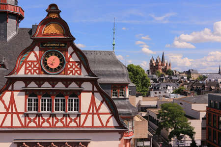 View of the town hall, the old town and the cathedral of Limburg an der Lahnのeditorial素材