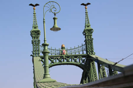 View of a historical bridge in the center of Budapestの写真素材