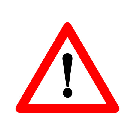 Red triangle caution warning alert sign vector illustration, isolated on white background. Be careful, do not, stop symbol and web iconのイラスト素材
