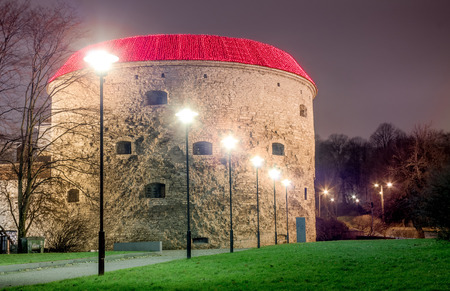 Estonia Tallinn, 21 of December 2016, Tower Fat Margarita in Tallinn, Estonia, night view.のeditorial素材