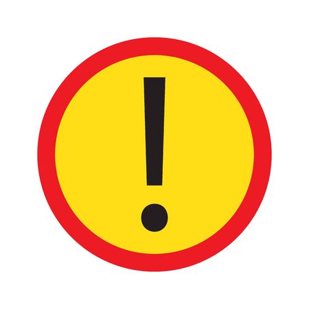 Red and yellow circle warning alert sign vector illustration. Caution ttention sign black, red and...