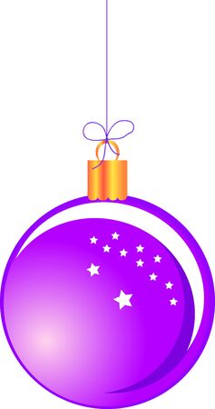 Purple Christmas ball hanging on a stringのイラスト素材