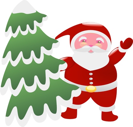 Santa for Christmas treeのイラスト素材
