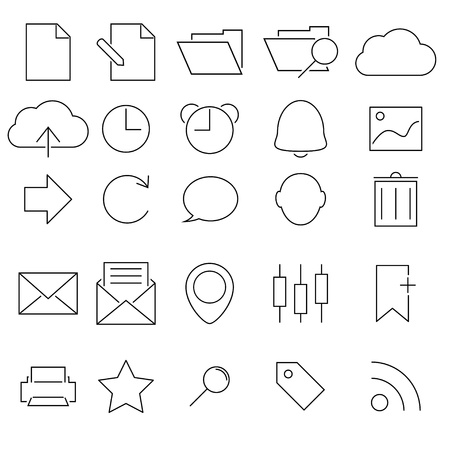 Simple Stroked icon setの写真素材