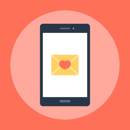 Love Message on the Phone. Editable EPS formatのイラスト素材