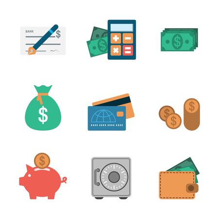 Finance Icons Flat. Editable EPS vector formatのイラスト素材