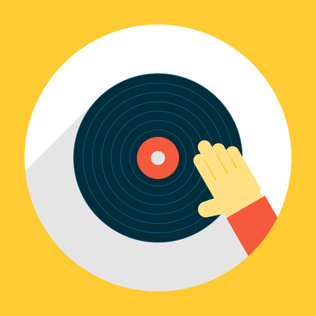 Hand Scratching Vinyl Record.のイラスト素材