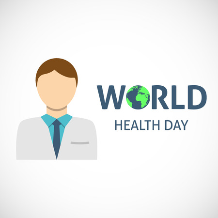 World health day concept with doctor and globeのイラスト素材