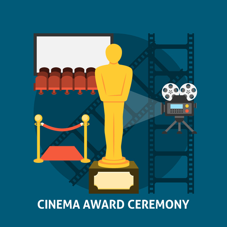 Cinema award ceremony. Cinema festival movie theater entranceのイラスト素材