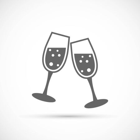 Glasses champagne icon. Vector illustration of sparkling champagne glassesのイラスト素材