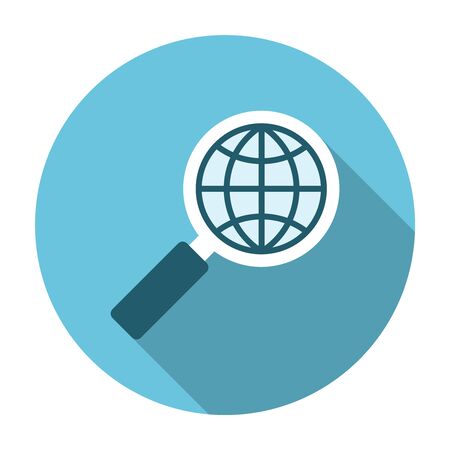 Magnifier glass with globe. Searching on the world illustrationのイラスト素材