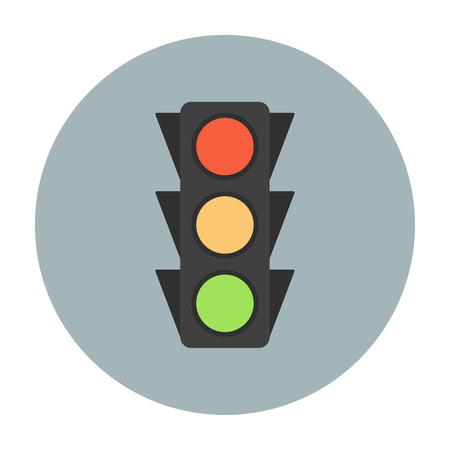Traffic light icon flat. Navigation road vector illustrationのイラスト素材