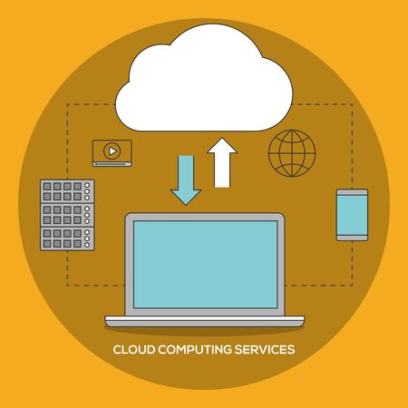 Cloud computing services. Data exchange ilustrationのイラスト素材