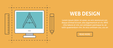 Web design concept . Designer tools outline iconsのイラスト素材