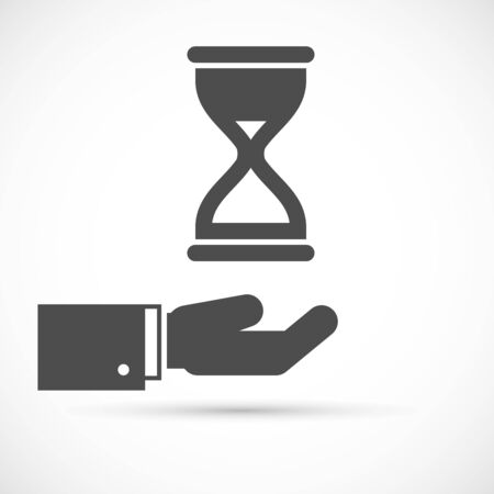 Hand holding hourglass. Bussiness concept, deadline and leadershipのイラスト素材