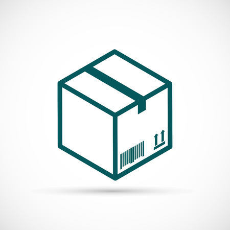 Cardboard box icon. Closed cardboard box flat iconのイラスト素材
