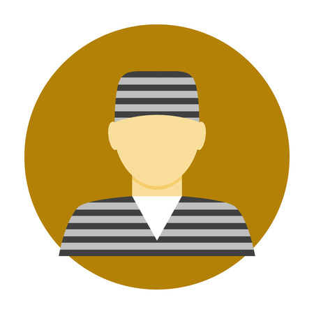 Criminal avatar flat icon. Thief in prison uniformsのイラスト素材