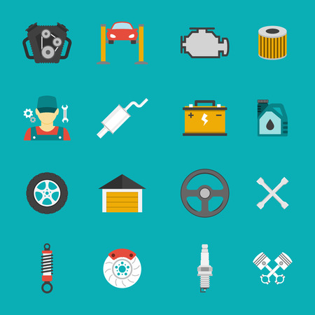 Auto Service Icons Flat set. Car repair service iconsのイラスト素材