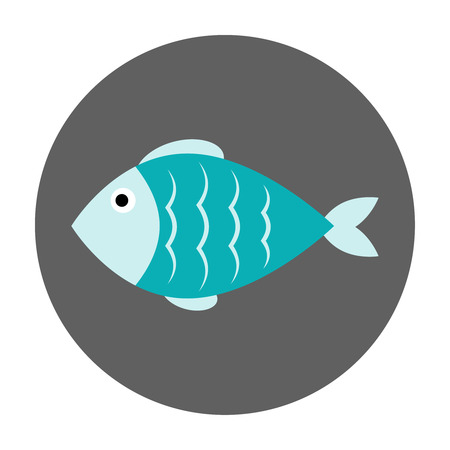 Blue fish flat iconのイラスト素材