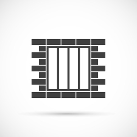 Jail icon. Grill on the brick wallのイラスト素材