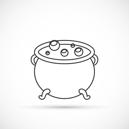 Witch cauldron outline icon on white backgroundのイラスト素材