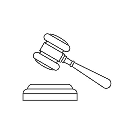 Judge gavel line icon on white bckgroundのイラスト素材