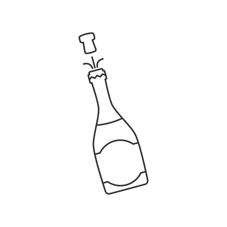 Champagne bottle line icon on white backgroundのイラスト素材