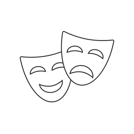 Theatrical masks line iconのイラスト素材
