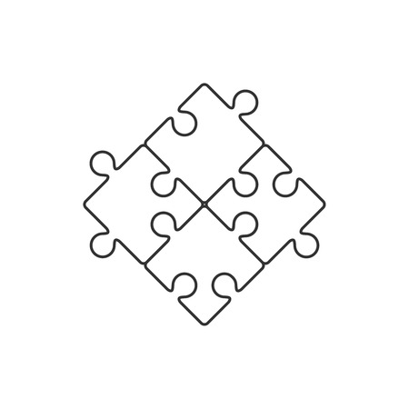 Four piece puzzle line iconのイラスト素材