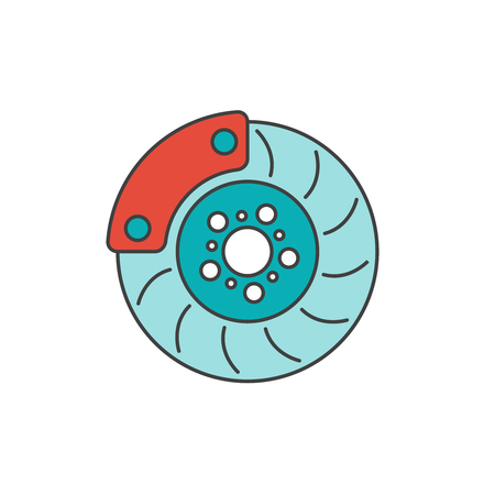 Brake disc flat line icon.のイラスト素材