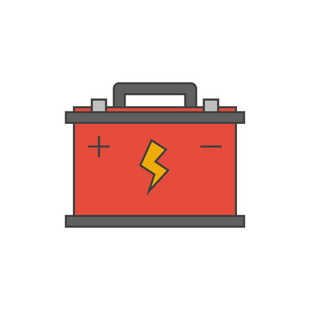 Car battery flat line icon.のイラスト素材