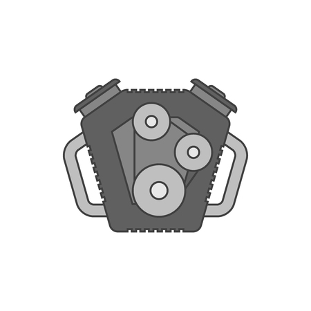 Car engine flat line iconのイラスト素材