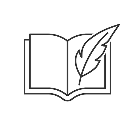 Book with feather pen outline iconのイラスト素材