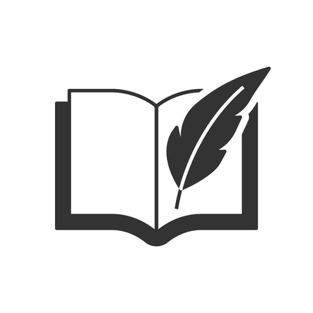 Book with feather pen iconのイラスト素材