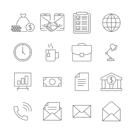 Business outline icons setのイラスト素材