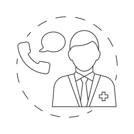 Call the doctor outline illustration on white backgroundのイラスト素材
