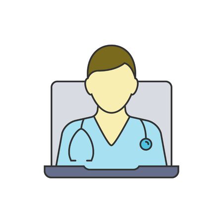 Online doctor consultation with laptop. Medical conceptのイラスト素材