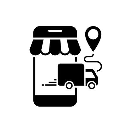 Delivery of online orders from mobile phone iconのイラスト素材
