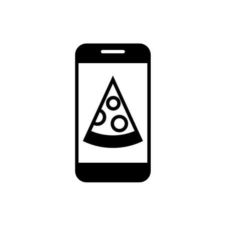 Order pizza via mobile phone black iconのイラスト素材