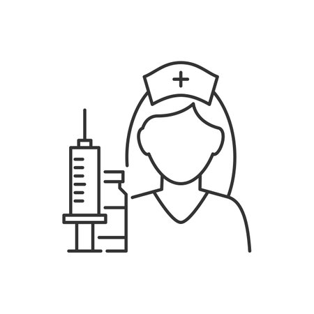 Nurse with a syringe with a vaccineのイラスト素材