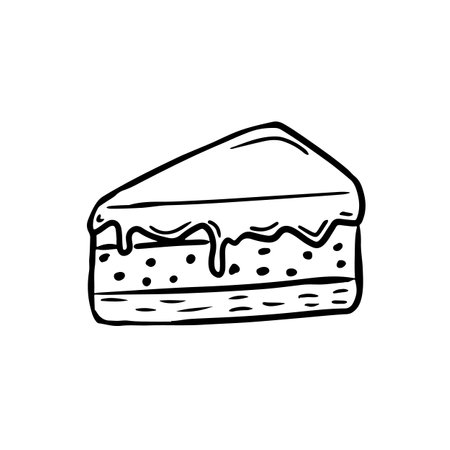 Piece of cake hand draw vector icon