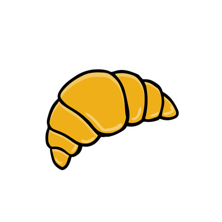 Croissant hand draw color vector iconのイラスト素材