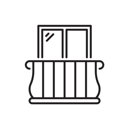 Balcony line icon on whiteのイラスト素材