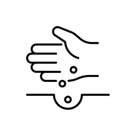 Hand with seeds line iconのイラスト素材