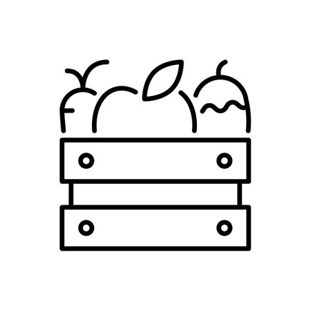 Box with fruits and vegetables line iconのイラスト素材