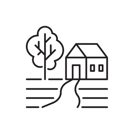 House with tree line iconのイラスト素材