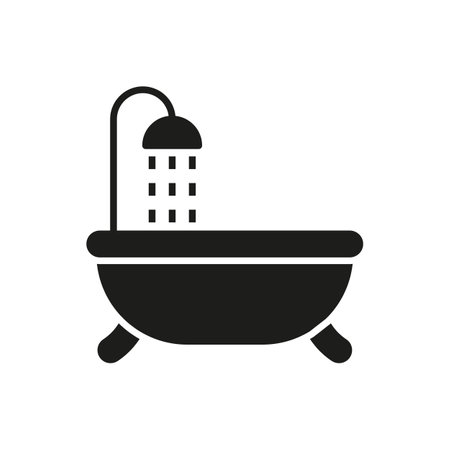 Bathtub shower black glyph iconのイラスト素材
